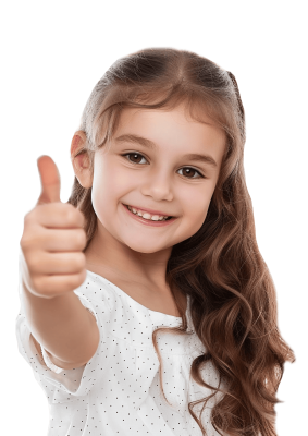 Pediatric Dentist Beaumont - a girl showing thumbs up sign while smiling