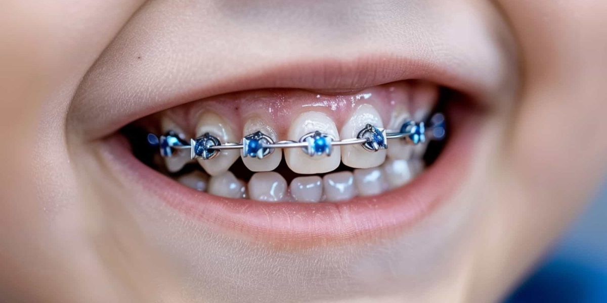 Closeup of a child's teeth with braces